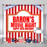 Aperturee - Custom Stripes Movie Night 10th Birthday Backdrop